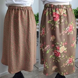 Vintage Reversible floral elastic waist skirt